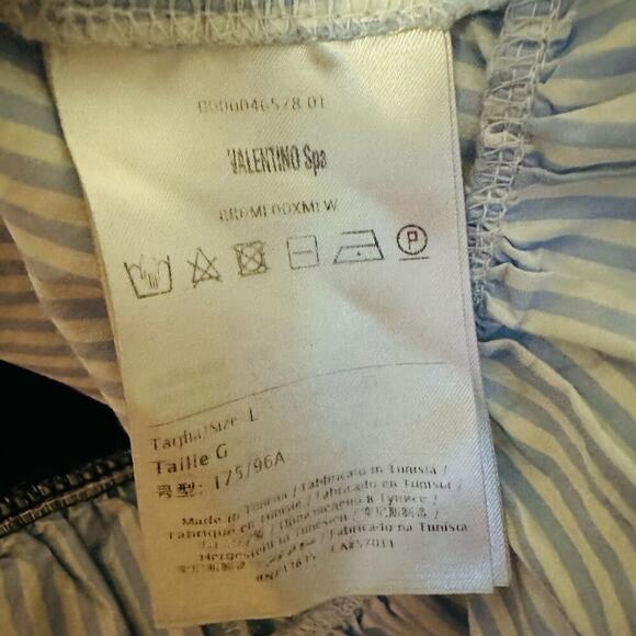 Red Valentino Black Short Sleeve Pinstripe Accent Side Crewneck Shirt Size Large - Picture 6 of 11